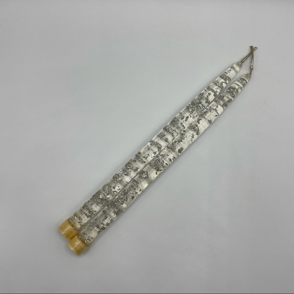 Vintage Silver Flake Lucite Tapered Candles